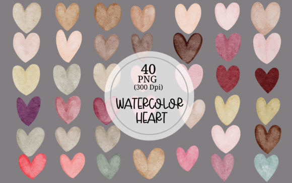40 Heart Watercolor Clipart for Crafts & Sales