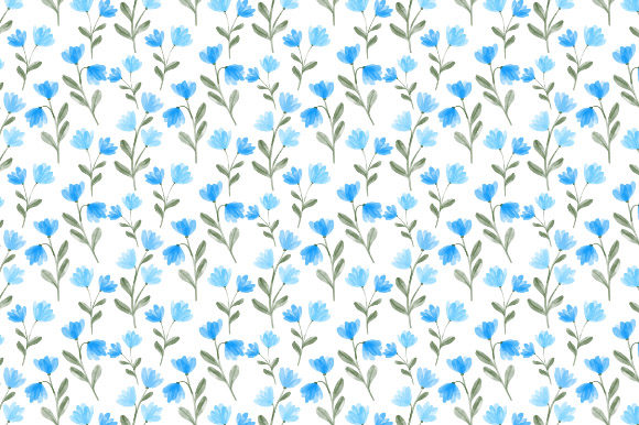 Blue Floral Watercolor Seamless Pattern for Patterns