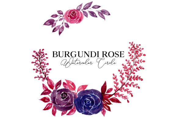 Burgundi Rose Watercolor Circle: Premium Web Elements
