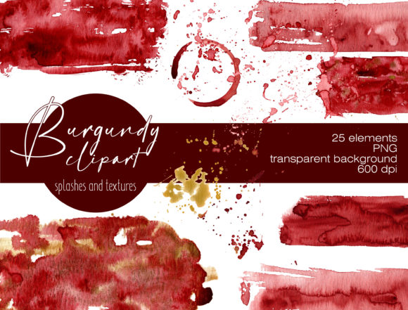 Burgundy Splashes and Brush Strokes Backgrounds