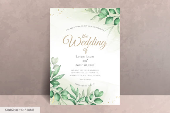 Elegant Watercolor Wedding Card Template for Print Templates
