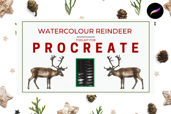 Review: Watercolour Reindeer for Procreate in Embroidery