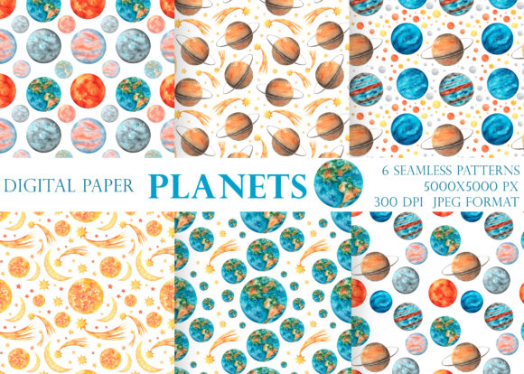 Space Digital Paper: Seamless Patterns for Sellers