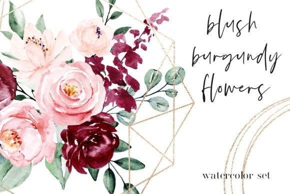 Watercolor Flowers and Floral Alphabet Illustrations