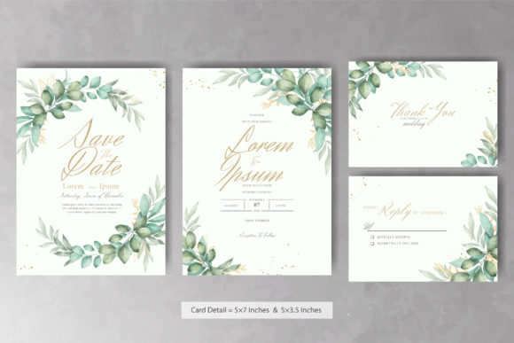 Watercolor Foliage Wedding Invitation: Premium Print Templates