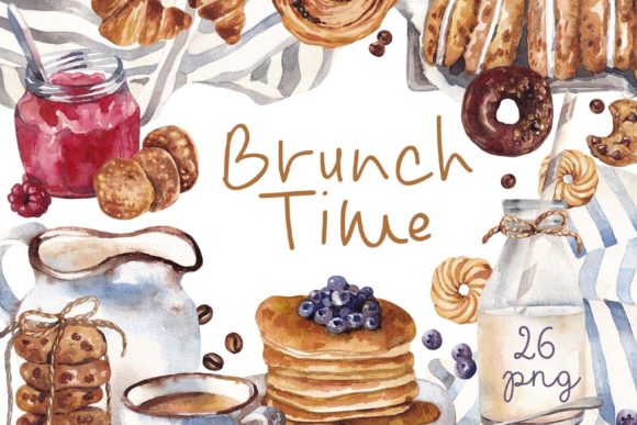 Watercolor Food Clipart Brunch: Perfect Illustrations