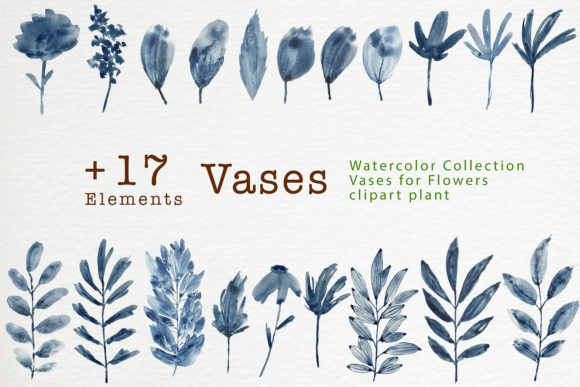Watercolor Leaf Blue Clip Art & Patterns Review