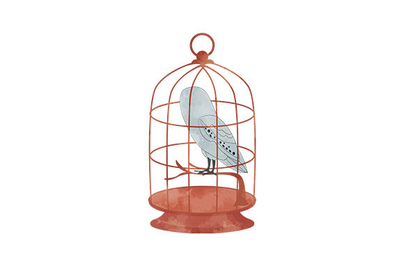Watercolor Owl in a Cage: Animals for Branding