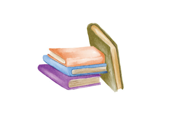 Watercolor Stack of Books by Designs Amp Review